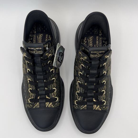 Skechers x Snoop Dogg Slip-Ins Sneakers Black Gold Paisley Print Men’s Size 8 - Picture 5 of 8